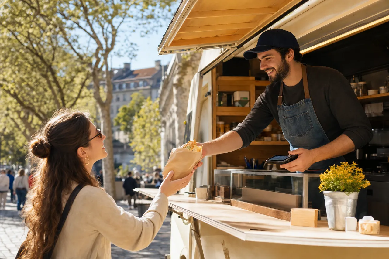 Service à table en restaurant indépendant avec pad shopcaisse