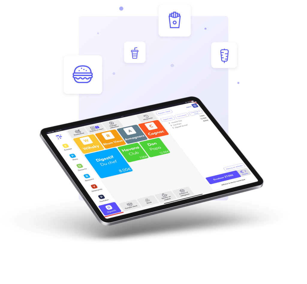 tablette caisse enregistreuse fast food