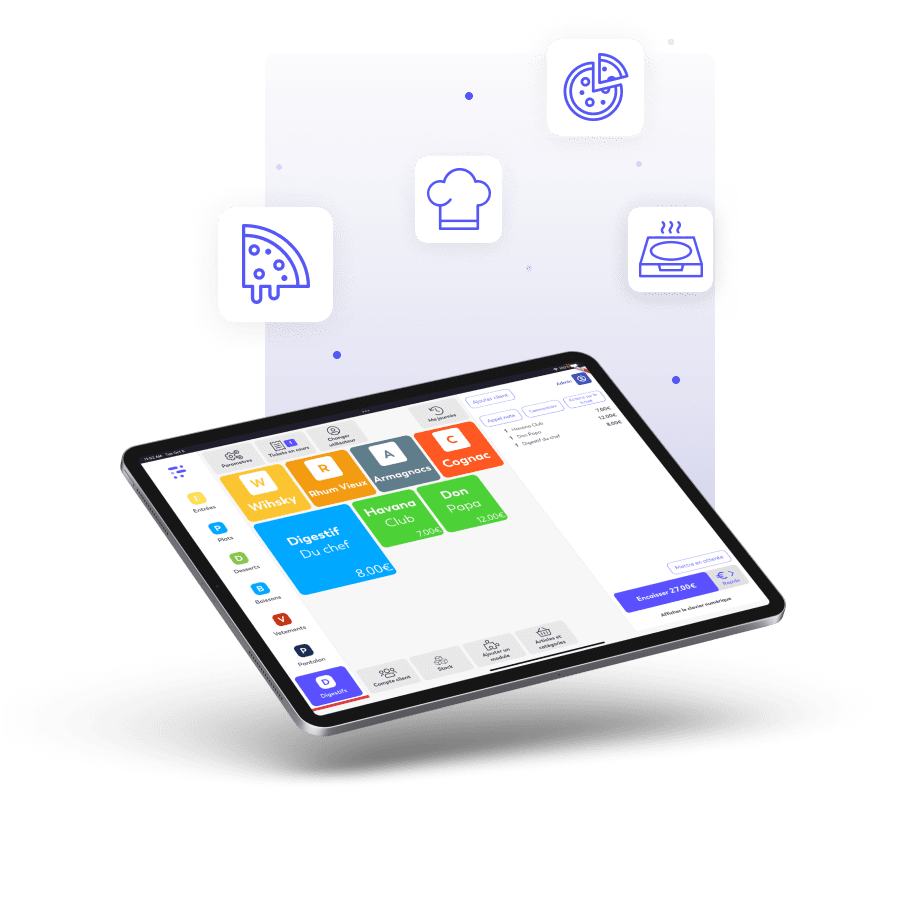 tablette caisse enregistreuse pizzeria