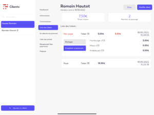 liste ticket client