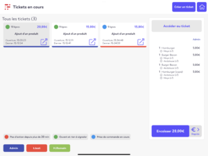 ticket en cours caisse enregistreuse